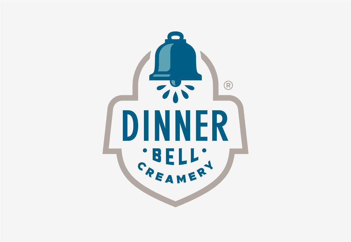 The Dinner Bell brand logo design with a bell and Dinner Bell name over a white background.